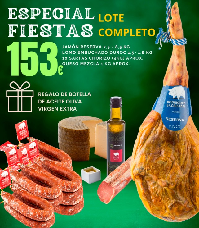 Promoción Lote Especial Fiestas Jamón, Lomo, Chorizo, Queso y Aceite