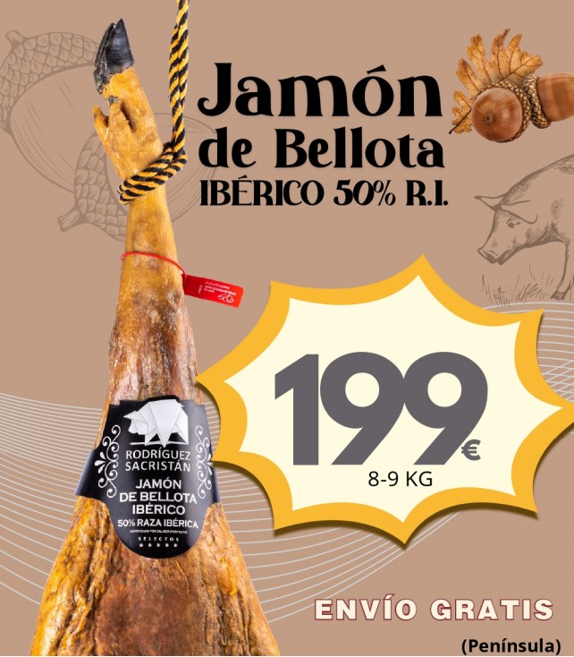 Promoción Jamón Bellota Ibérico 50% Raza Ibérica