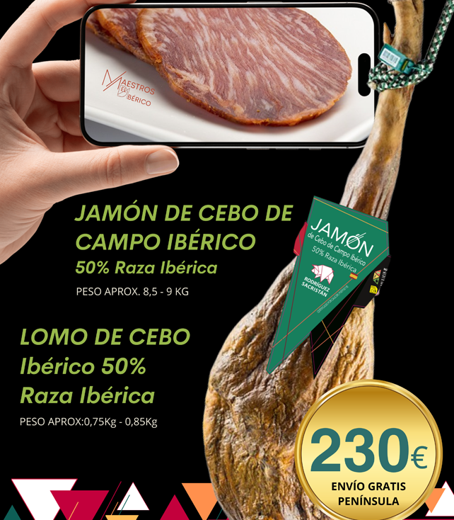 Pack Jamón de Cebo de Campo Ibérico y Lomo de Cebo